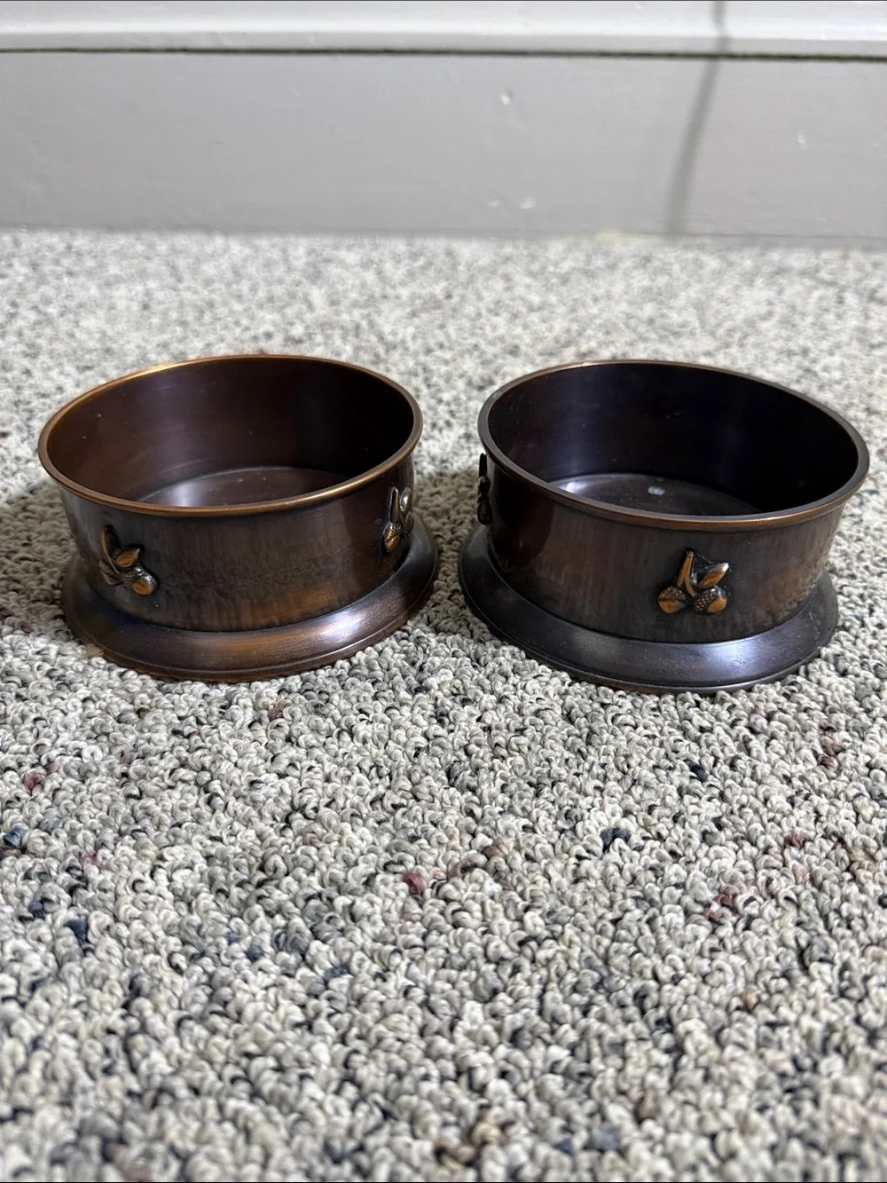 Pottery Barn Copper Decorative Bowls Candle Holders Acorn Accents 2014/2015